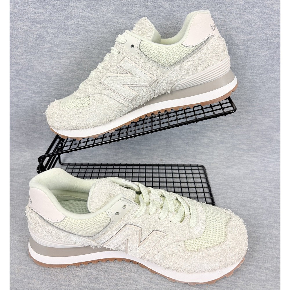 New Balance 574 Sneakers Womens 8 M Green Hairy Suede Seafoam Lifestyle - Picture 2 of 11